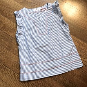 VINEYARD VINES Cotton striped flutter sleeve top